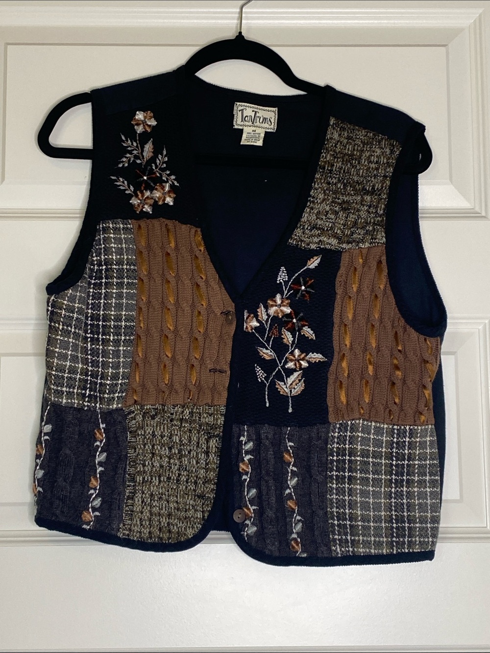 Tantrums Vintage Patchwork Brown and Black Embroidered Vest